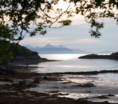 Catching the sunset from Glenuig Beach, with Eigg and Rhum in the distance