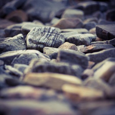 Stones on the beach in front of Arisaig House