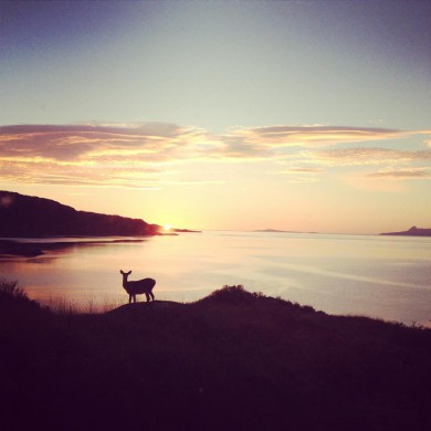 A breathtaking sunset with one of the locals, looking out towards Eigg